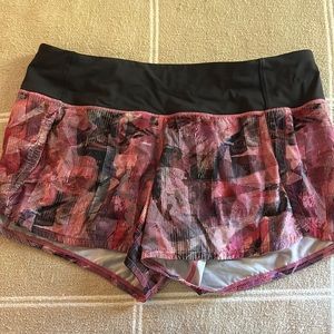 Lululemon pink/black Speed up short, 4”, mid rise, size 8